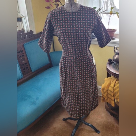 Vintage 1960. Handmade cotton corduroy, dress. 8 US. - Picture 1 of 8